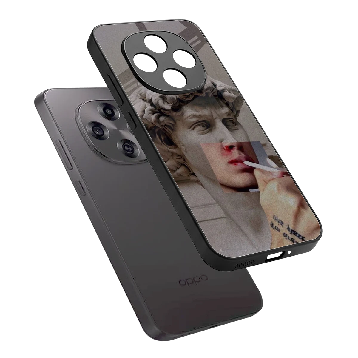 Smokin David sleek oppo f31 pro 5g cover with tempered glass back and TPU edges
