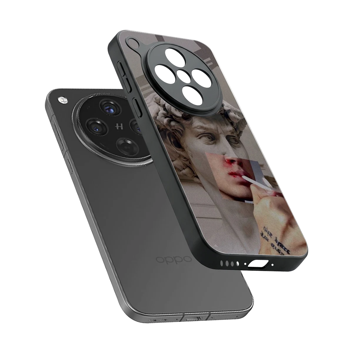 Smokin David sleek oppo find x8 cover with tempered glass back and TPU edges
