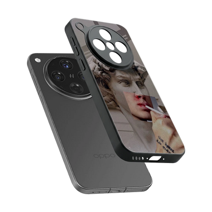 Smokin David sleek oppo find x8 cover with tempered glass back and TPU edges