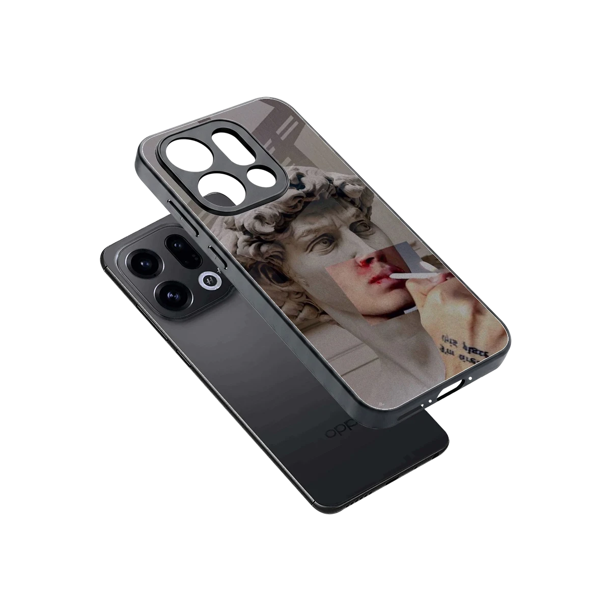 Smokin David sleek oppo find x9 cover with tempered glass back and TPU edges