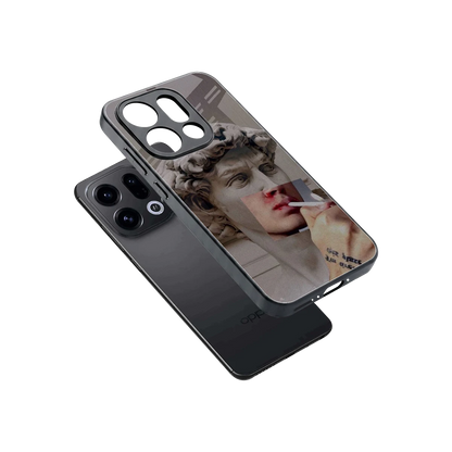 Smokin David sleek oppo find x9 cover with tempered glass back and TPU edges