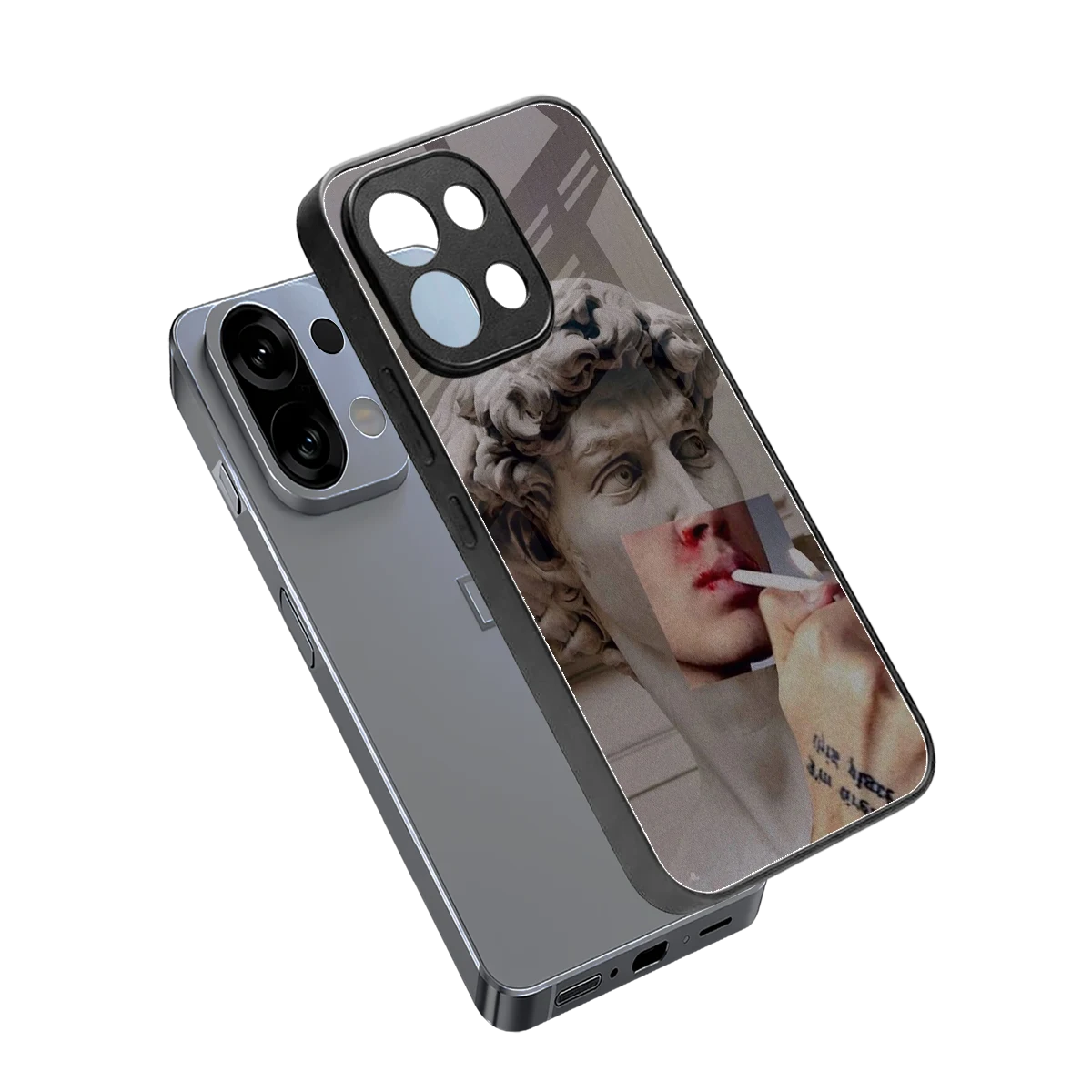 Smokin David sleek oppo k13 5g cover with tempered glass back and TPU edges