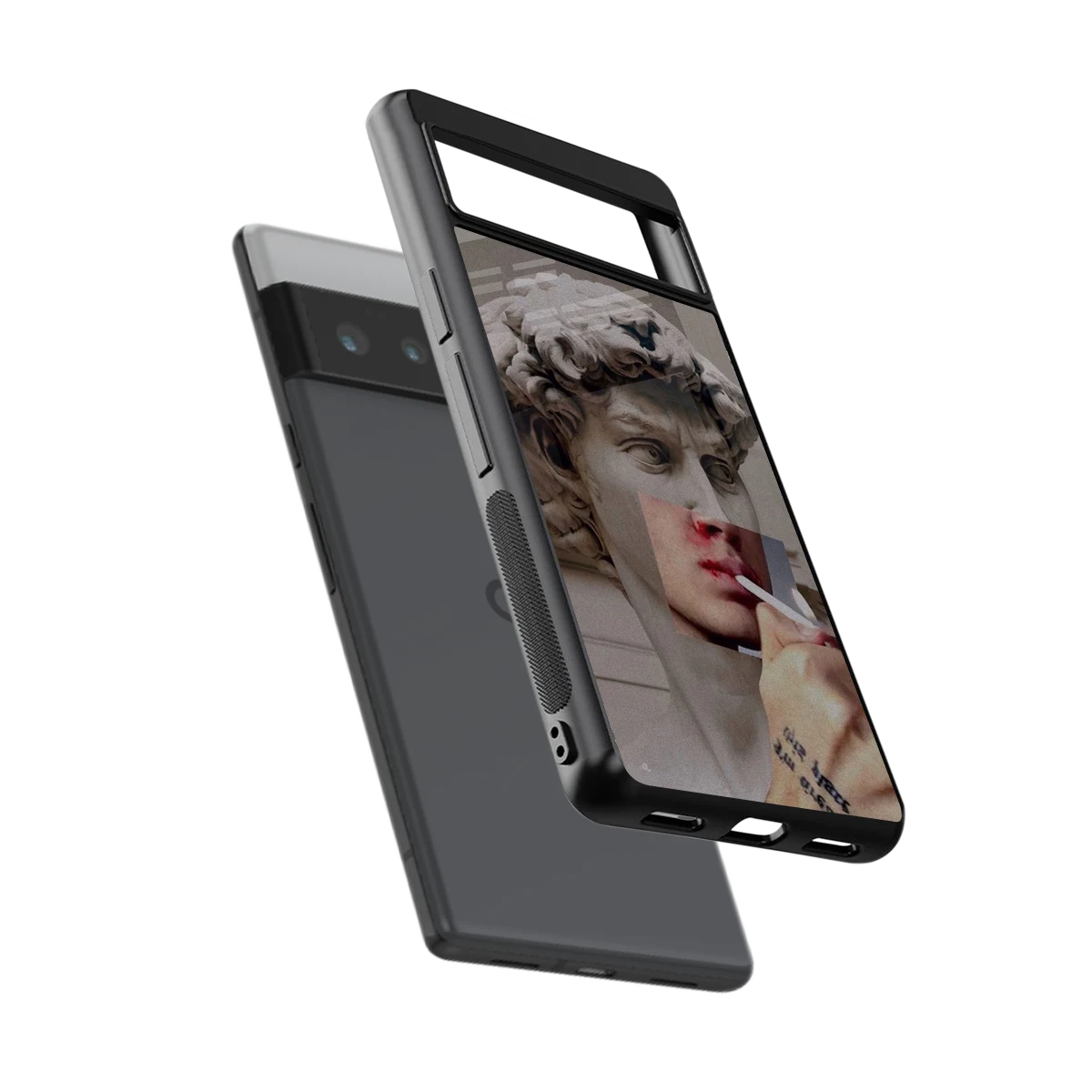 Smokin David sleek google pixel 6 pro cover with tempered glass back and TPU edges