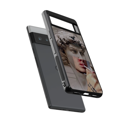 Smokin David sleek google pixel 6 pro cover with tempered glass back and TPU edges