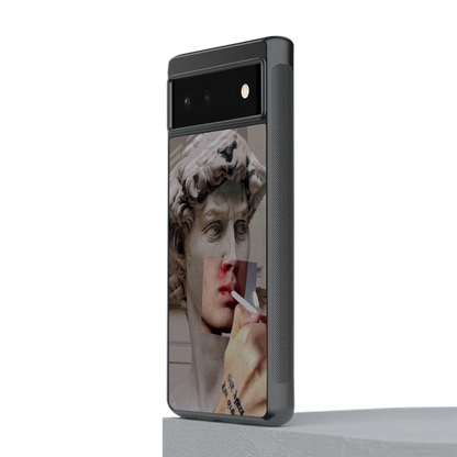 Smokin David stylish phone case for google pixel 6a | glossy glass and slim fit