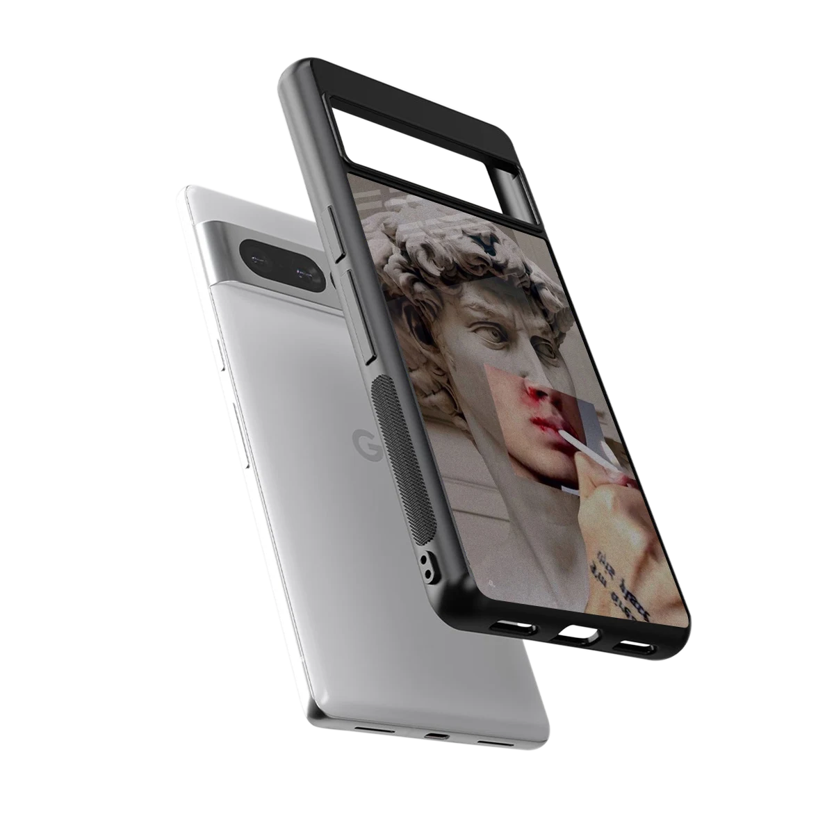 Smokin David sleek google pixel 7 pro cover with tempered glass back and TPU edges