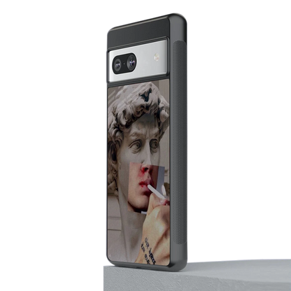 Smokin David stylish phone case for google pixel 7a | glossy glass and slim fit