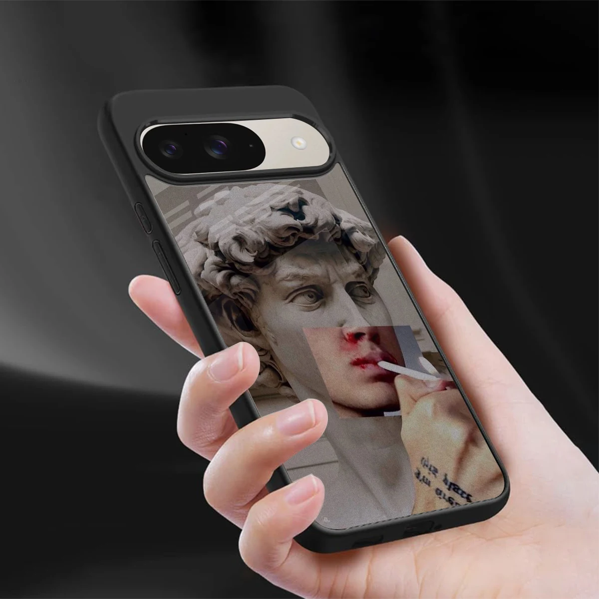 Smokin David sleek google pixel 9 cover with tempered glass back and TPU edges