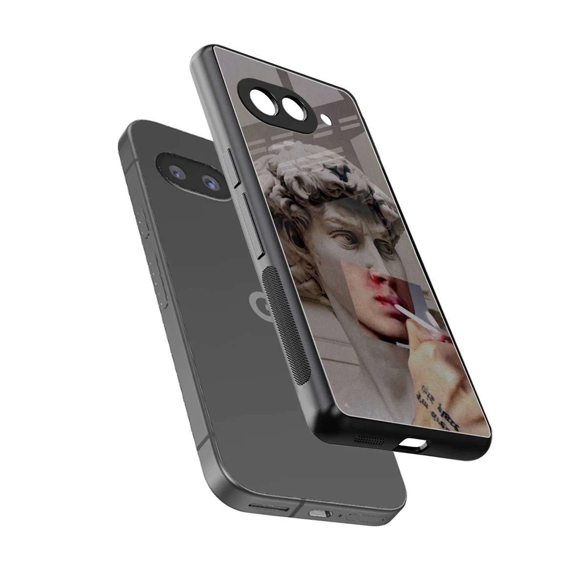Smokin David sleek google pixel 10a cover with tempered glass back and TPU edges