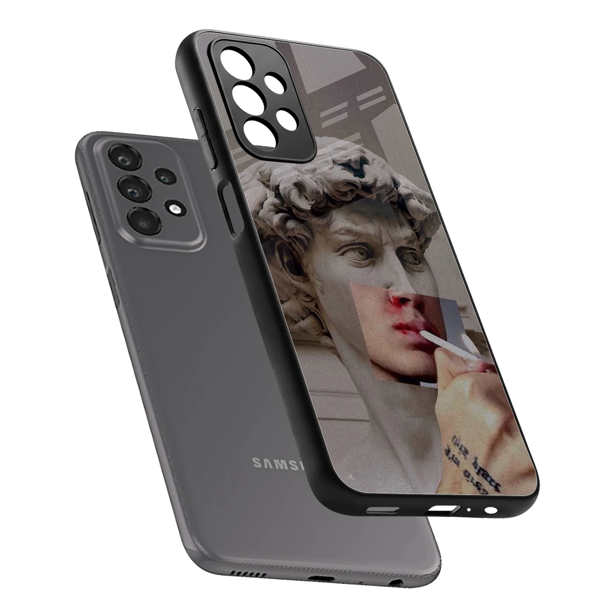 Smokin David sleek samsung galaxy a23 cover with tempered glass back and TPU edges