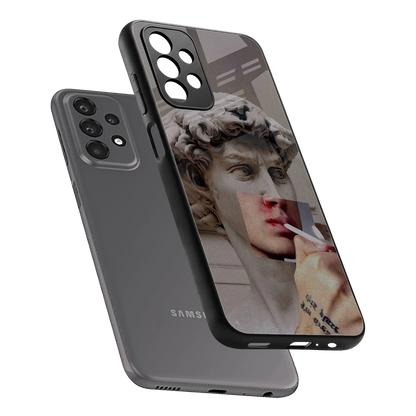 Smokin David sleek samsung galaxy a23 cover with tempered glass back and TPU edges