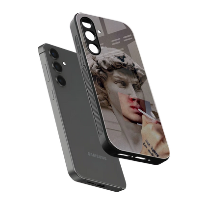 Smokin David sleek samsung galaxy m34 5g cover with tempered glass back and TPU edges