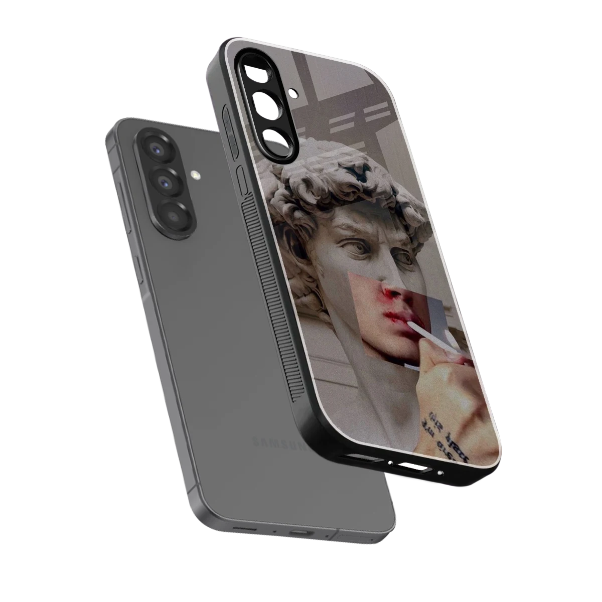 Smokin David sleek samsung galaxy a36 5g cover with tempered glass back and TPU edges