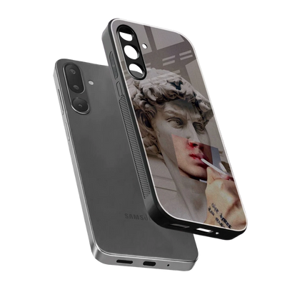 Smokin David sleek samsung galaxy m56 5g cover with tempered glass back and TPU edges