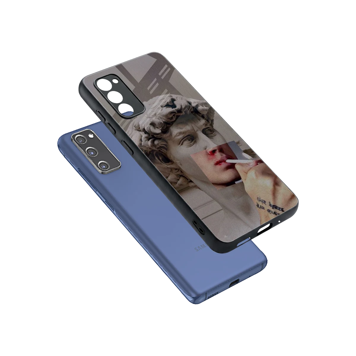 Smokin David sleek samsung galaxy s20 fe cover with tempered glass back and TPU edges