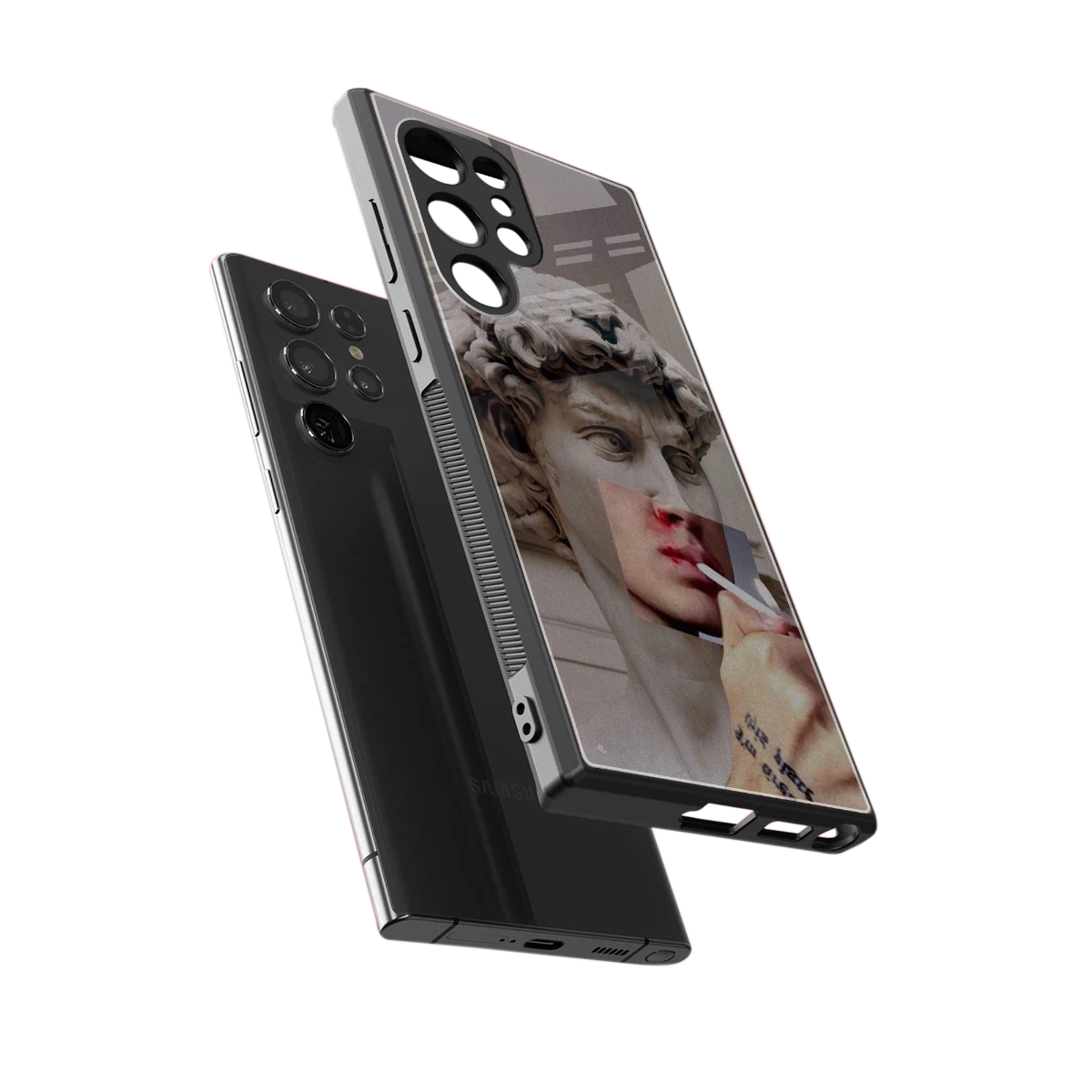 Smokin David sleek samsung galaxy s23 ultra cover with tempered glass back and TPU edges