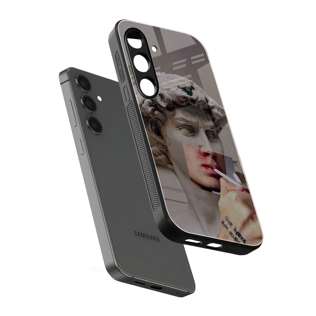 Smokin David sleek samsung galaxy s24 cover with tempered glass back and TPU edges