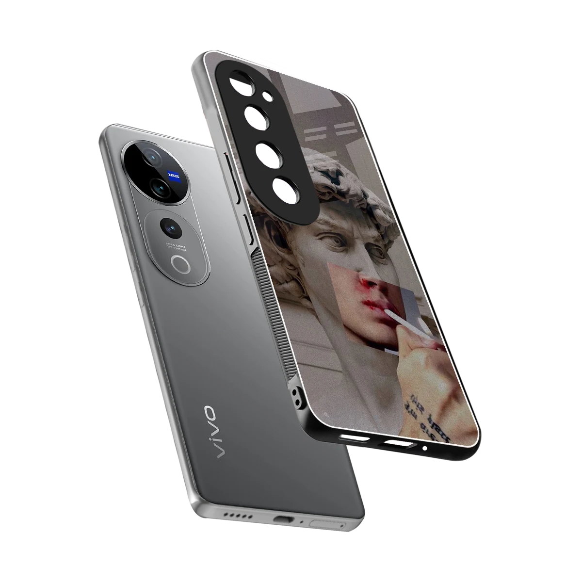 Smokin David sleek vivo v40 pro cover with tempered glass back and TPU edges