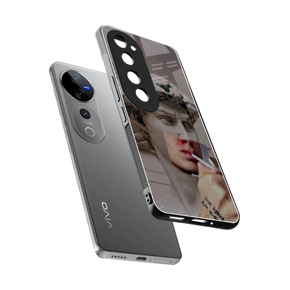 Smokin David sleek vivo v40 pro cover with tempered glass back and TPU edges