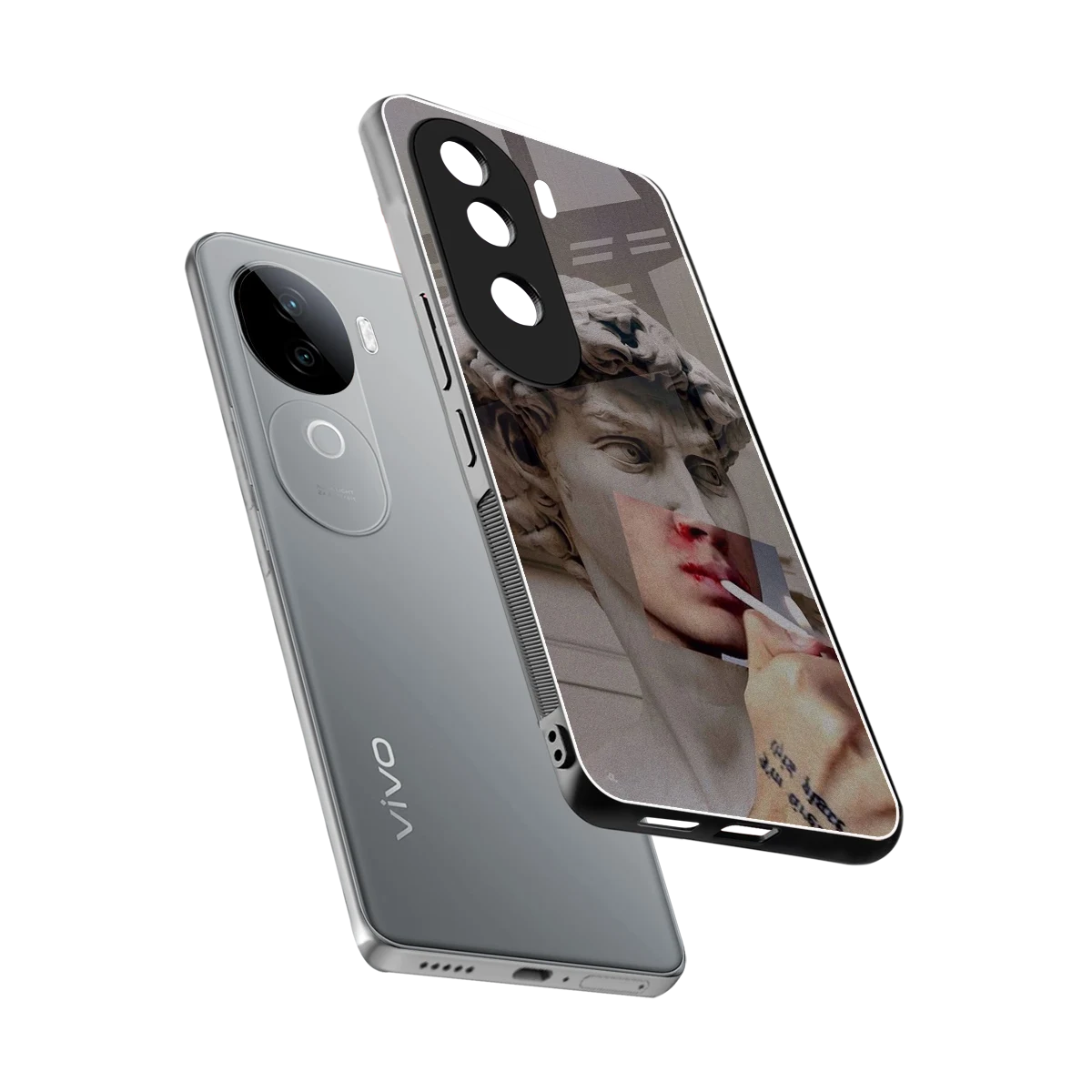 Smokin David sleek vivo v40e cover with tempered glass back and TPU edges