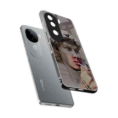 Smokin David sleek vivo v40e cover with tempered glass back and TPU edges