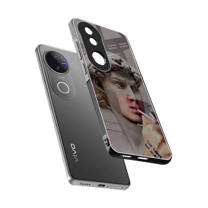 Smokin David sleek vivo v50 cover with tempered glass back and TPU edges