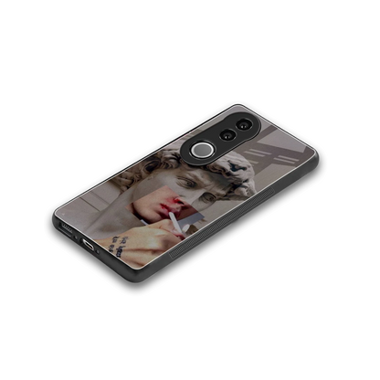 Smokin David stylish phone case for vivo v50 | glossy glass and slim fit