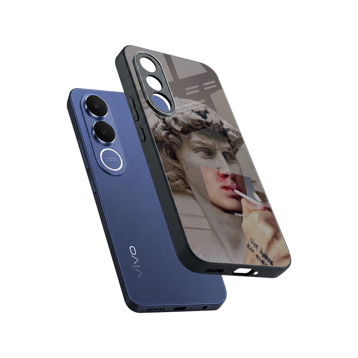 Smokin David sleek vivo v70 fe cover with tempered glass back and TPU edges