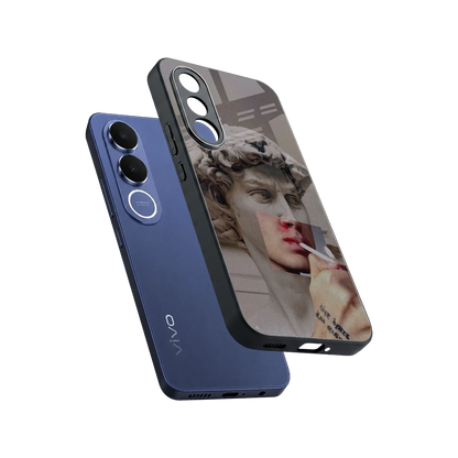 Smokin David sleek vivo v70 fe cover with tempered glass back and TPU edges
