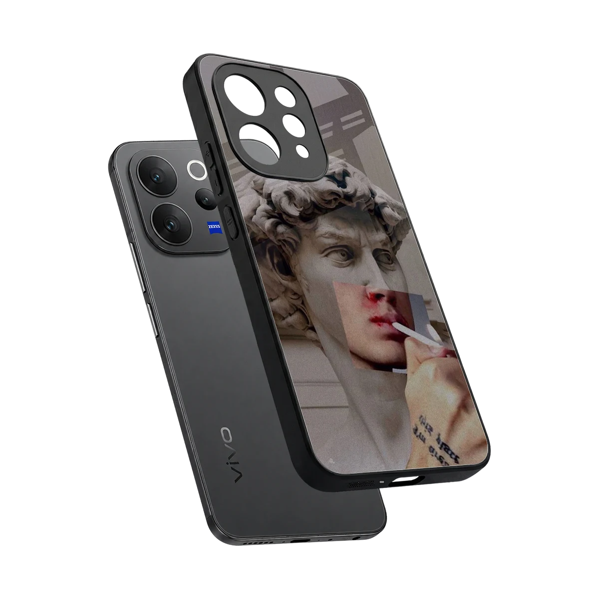 Smokin David sleek vivo v70 cover with tempered glass back and TPU edges