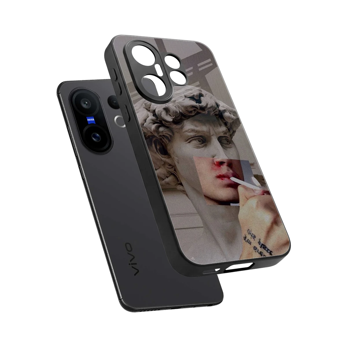 Smokin David sleek vivo x200 fe cover with tempered glass back and TPU edges
