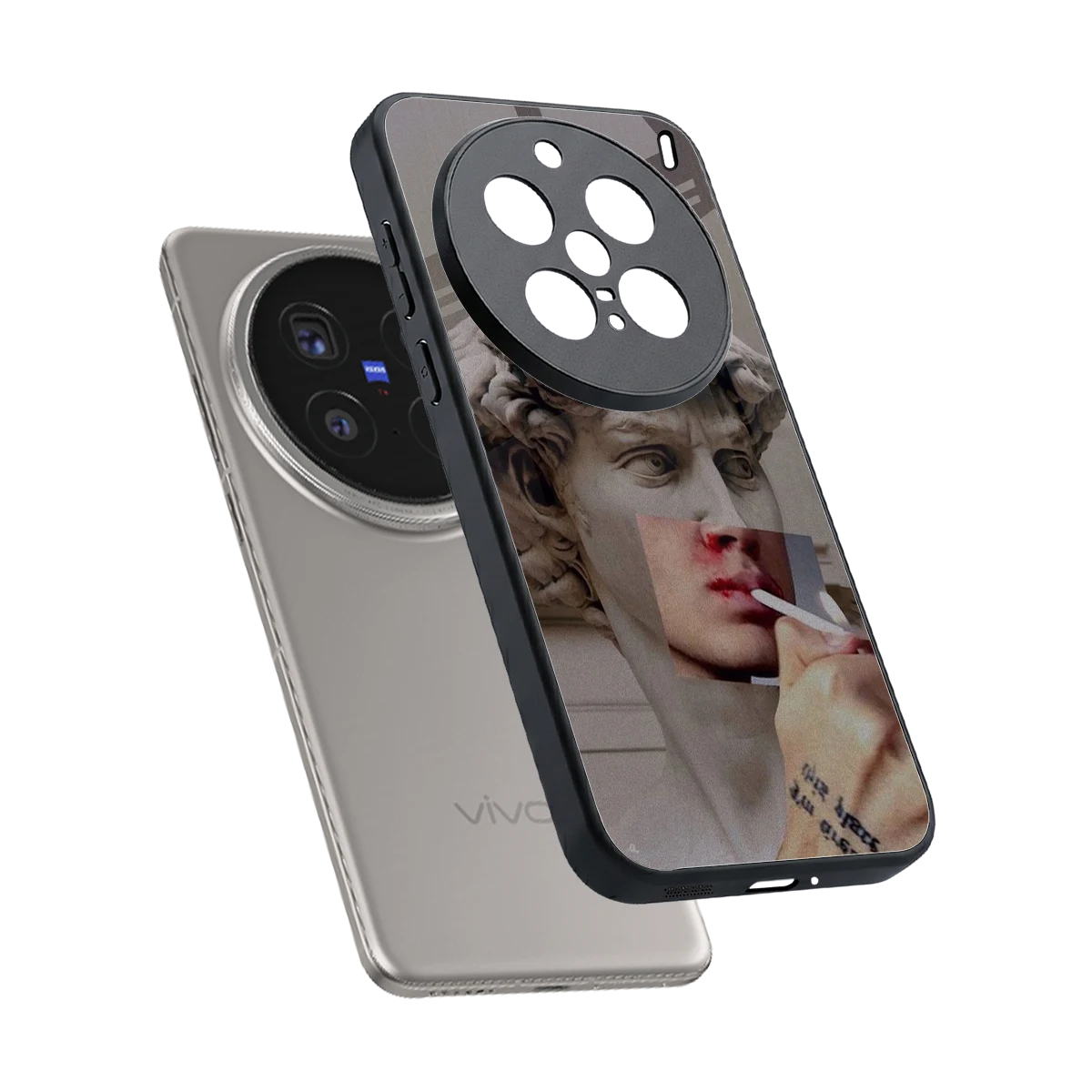 Smokin David sleek vivo x200 pro cover with tempered glass back and TPU edges