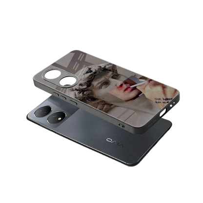Smokin David sleek Vivo-y100 cover with tempered glass back and TPU edges