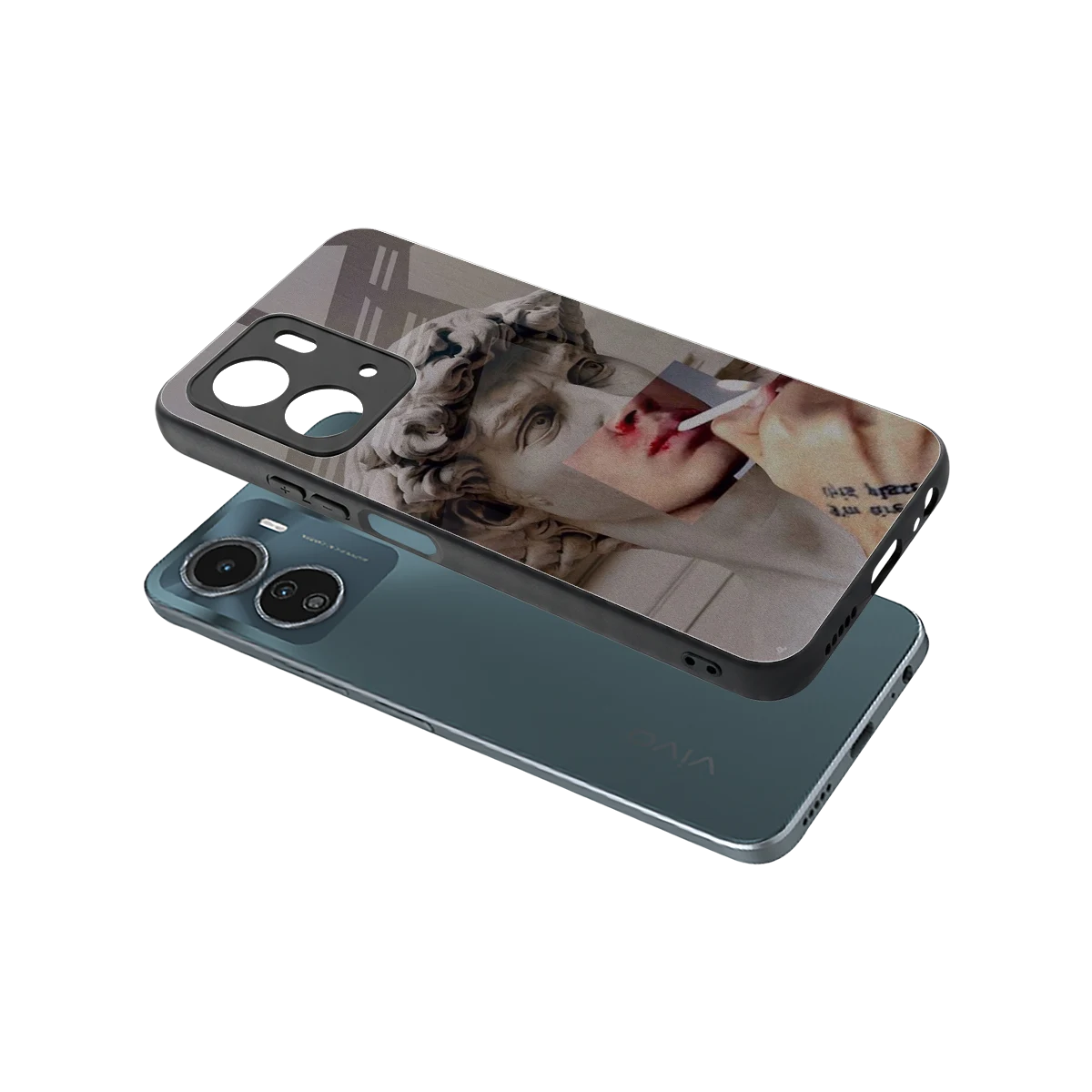 Smokin David sleek vivo y16 cover with tempered glass back and TPU edges