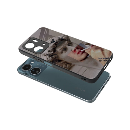 Smokin David sleek vivo y16 cover with tempered glass back and TPU edges