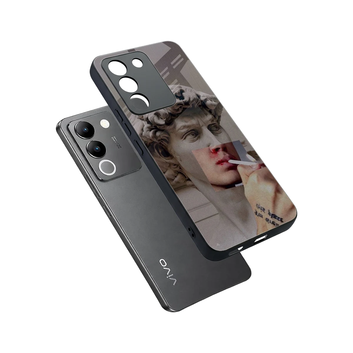 Smokin David sleek vivo y200 5g cover with tempered glass back and TPU edges