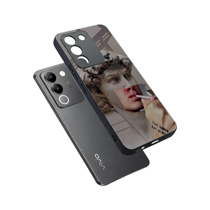 Smokin David sleek vivo y200 5g cover with tempered glass back and TPU edges