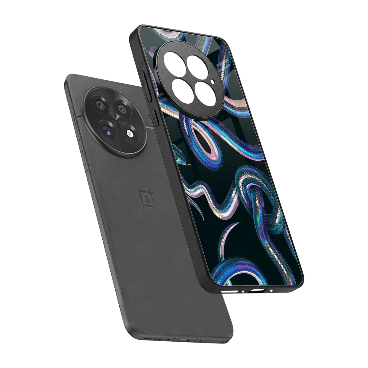 Snakes sleek oneplus 13 cover with tempered glass back and TPU edges