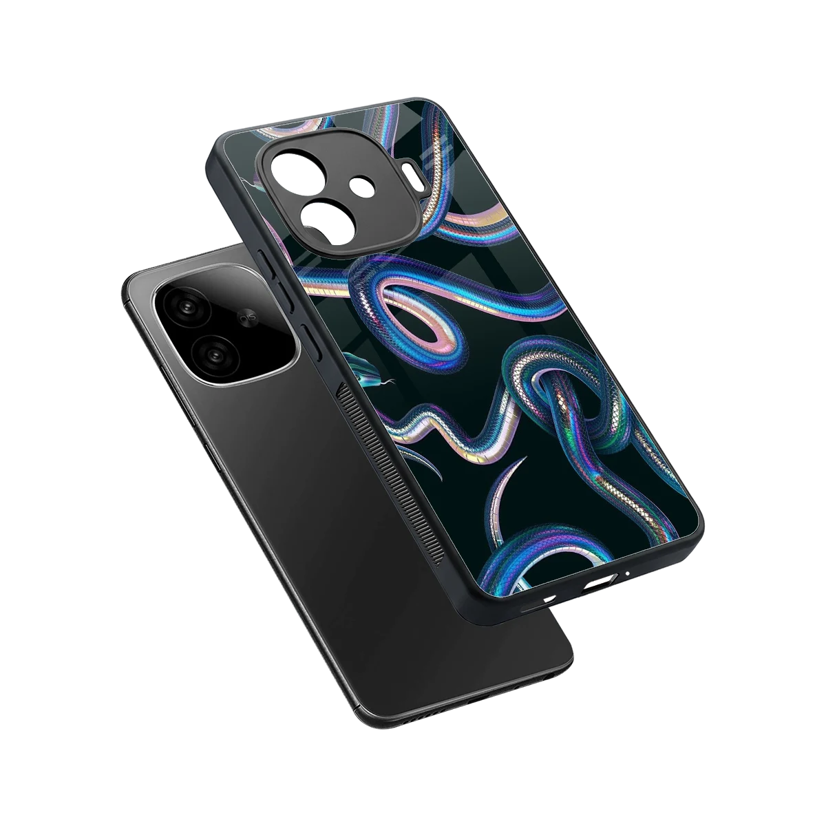 Snakes sleek iqoo neo 10r 5g cover with tempered glass back and TPU edges