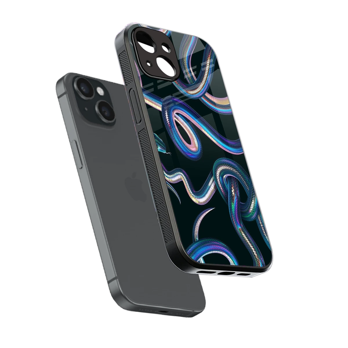 Snakes sleek iphone 13 cover with tempered glass back and TPU edges
