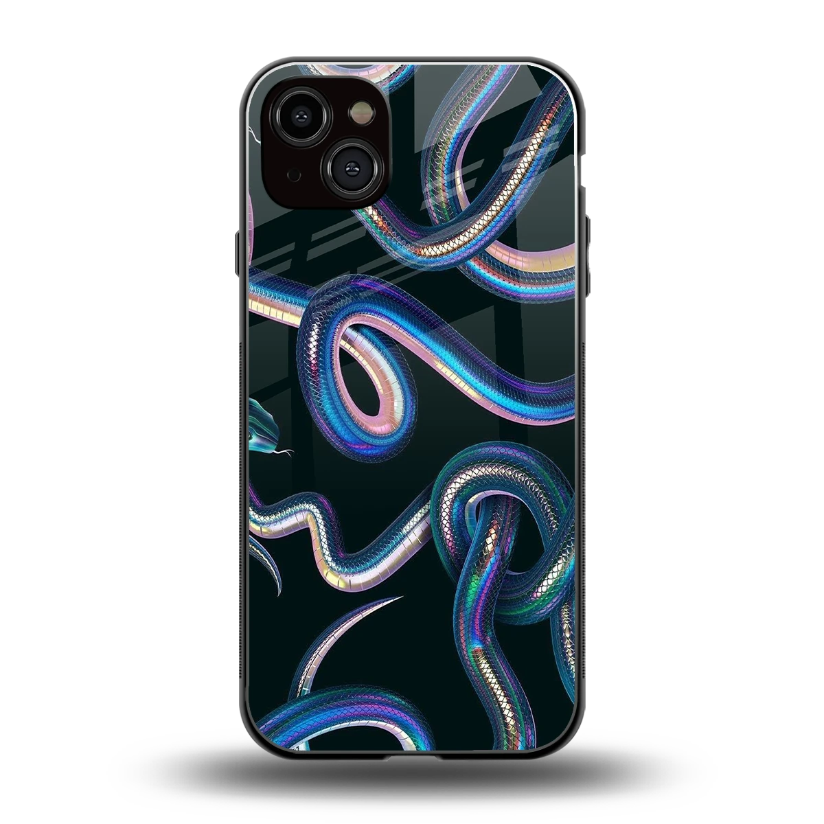 Snakes back phone cover | glass case for iphone 15 plus