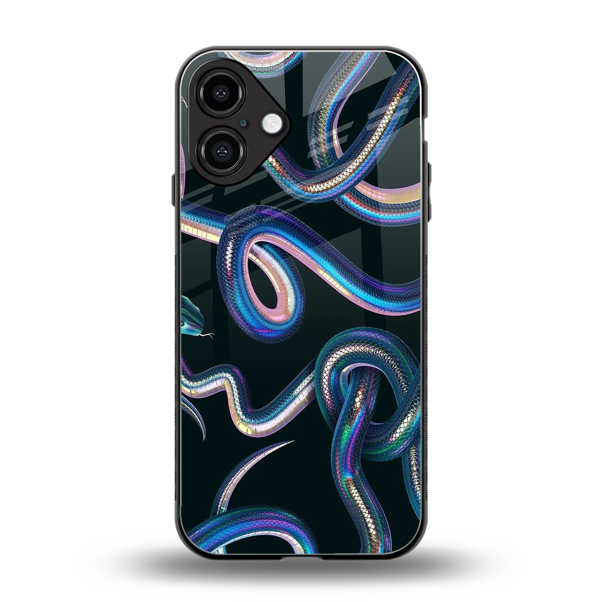 Snakes back phone cover | glass case for iphone 16 plus