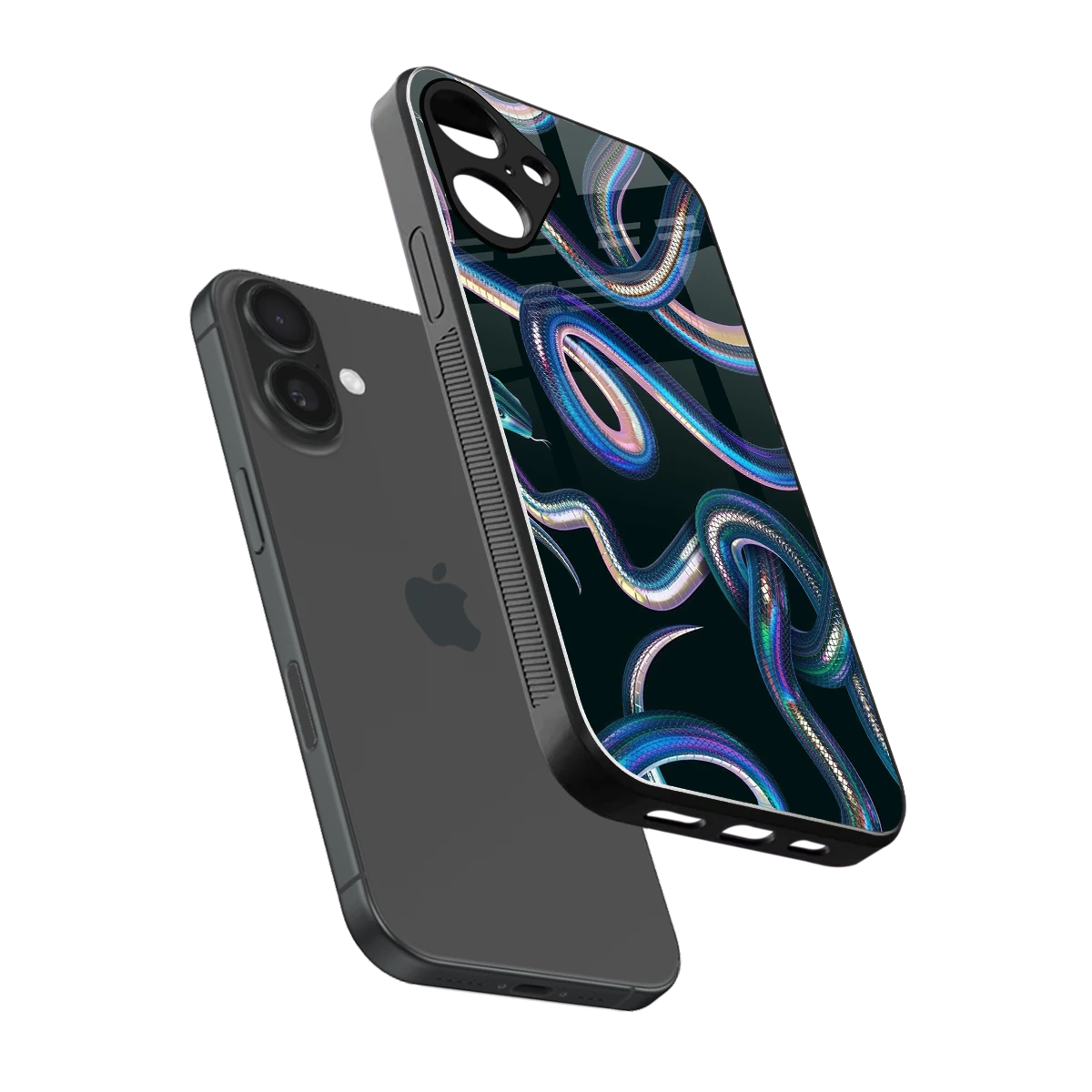 Snakes sleek iphone 16 plus cover with tempered glass back and TPU edges