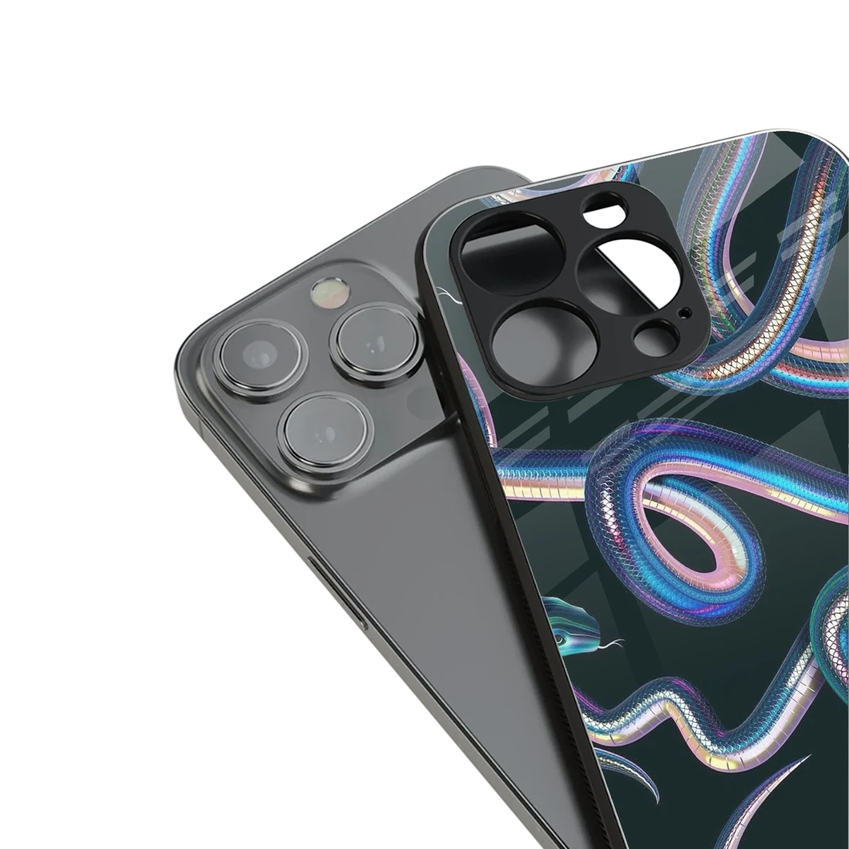 Snakes stylish phone case for iphone 13 pro | glossy glass and slim fit