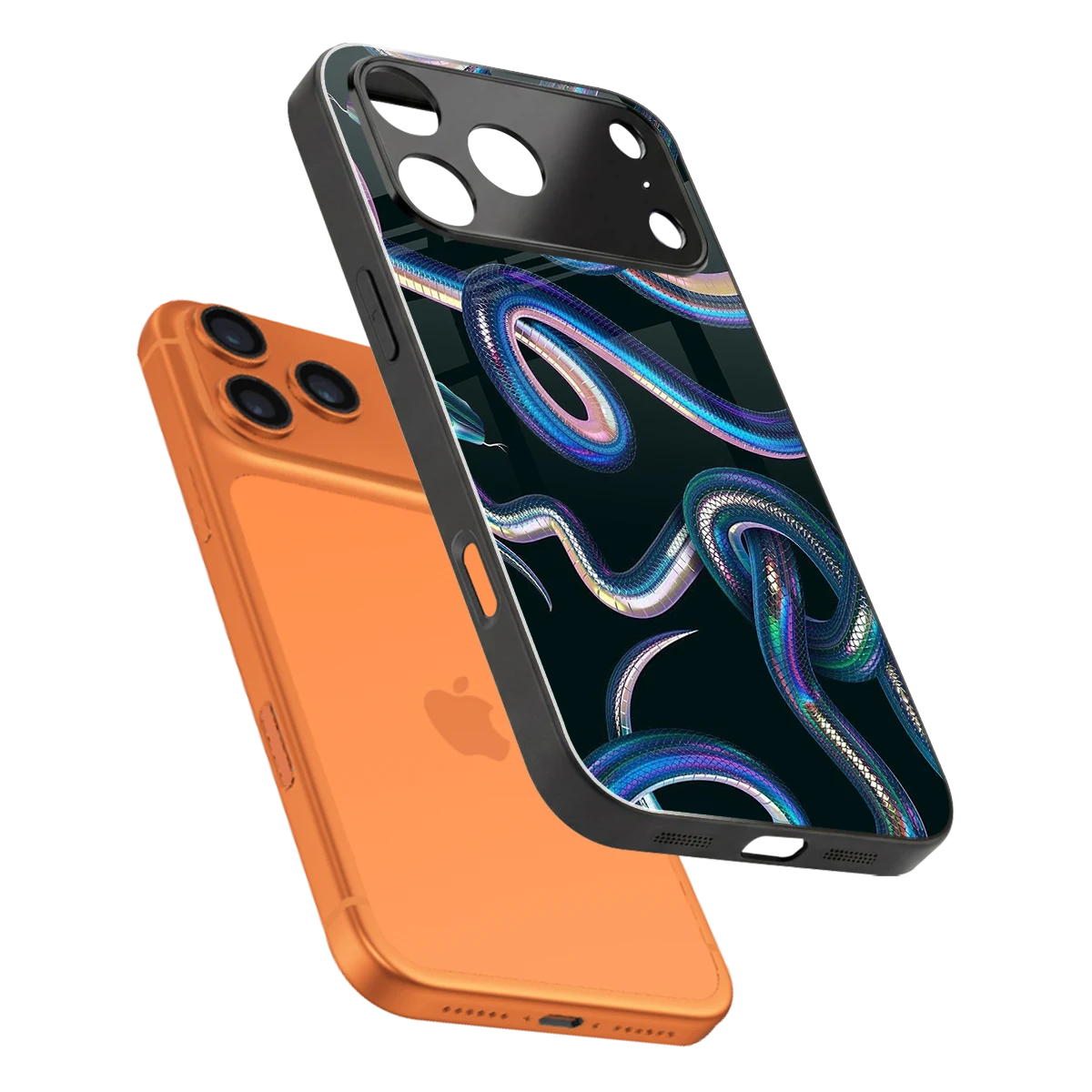Snakes sleek iphone 17 pro max cover with tempered glass back and TPU edges