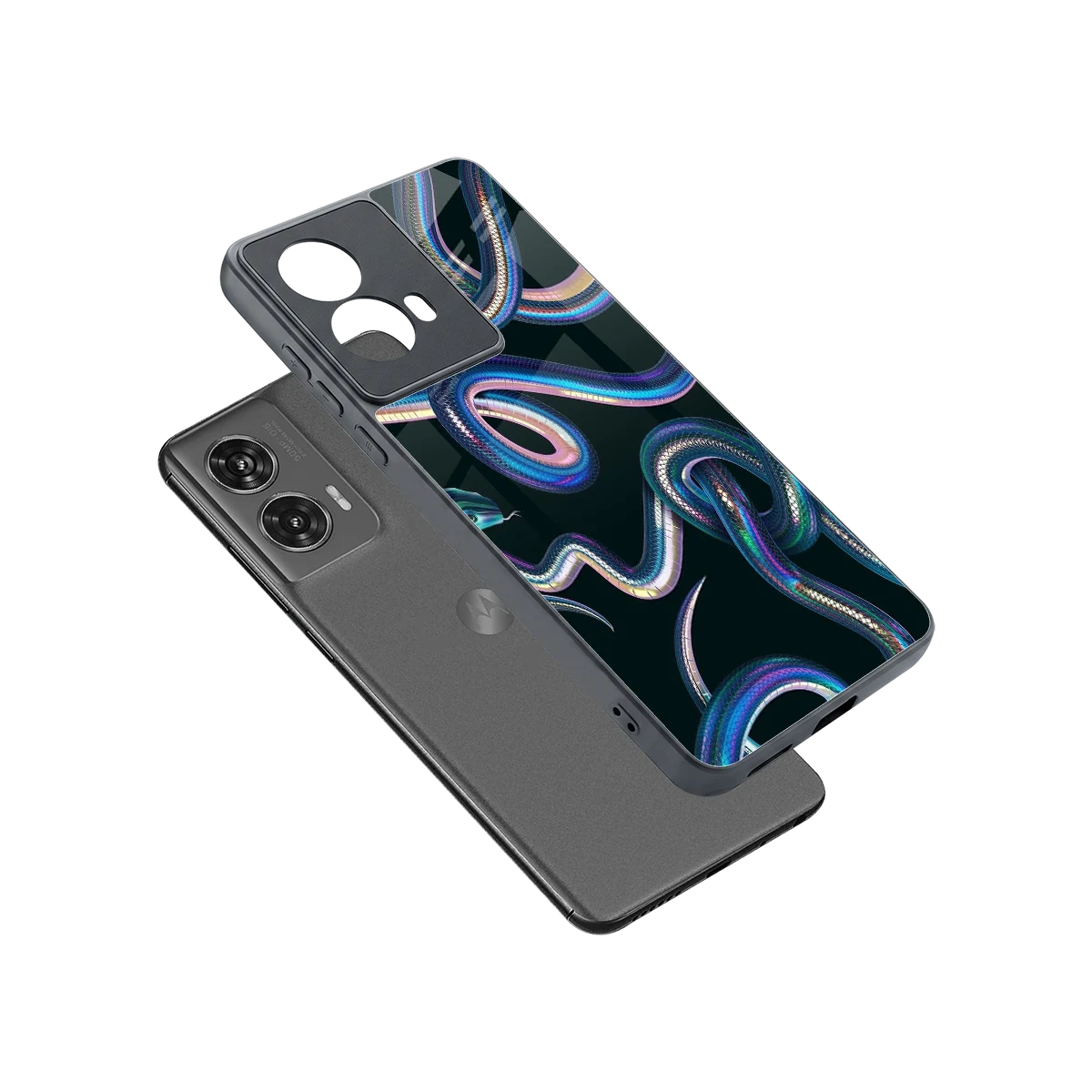 Snakes sleek motorola edge 50 fusion cover with tempered glass back and TPU edges