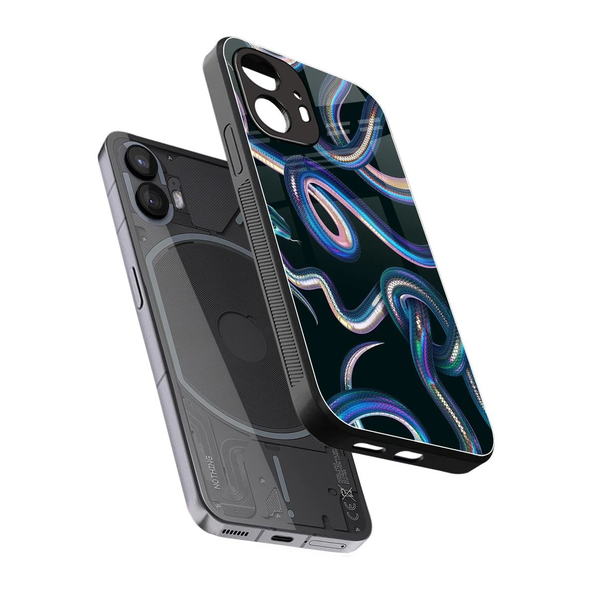 Snakes sleek nothing phone 2 cover with tempered glass back and TPU edges