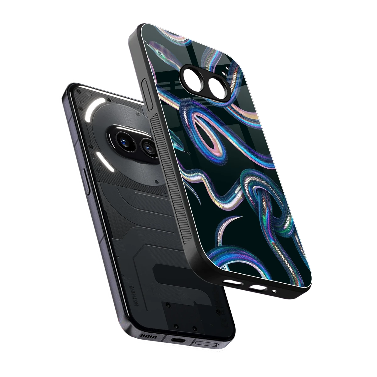 Snakes sleek nothing phone 2a cover with tempered glass back and TPU edges