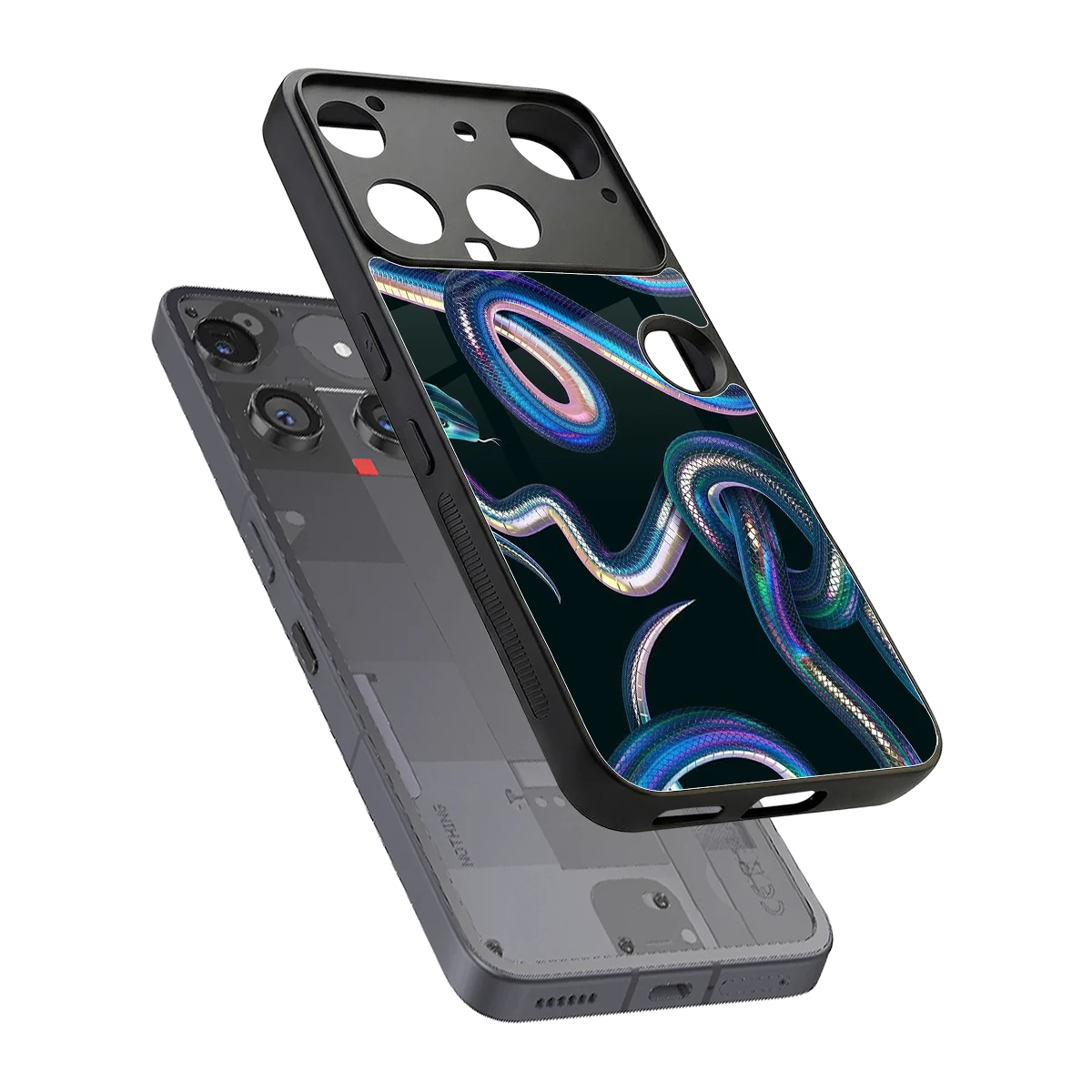 Snakes sleek nothing phone 3 cover with tempered glass back and TPU edges