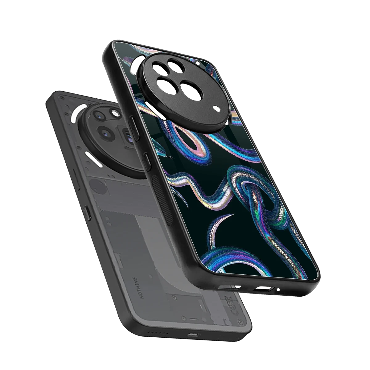 Snakes sleek nothing phone 3a pro cover with tempered glass back and TPU edges